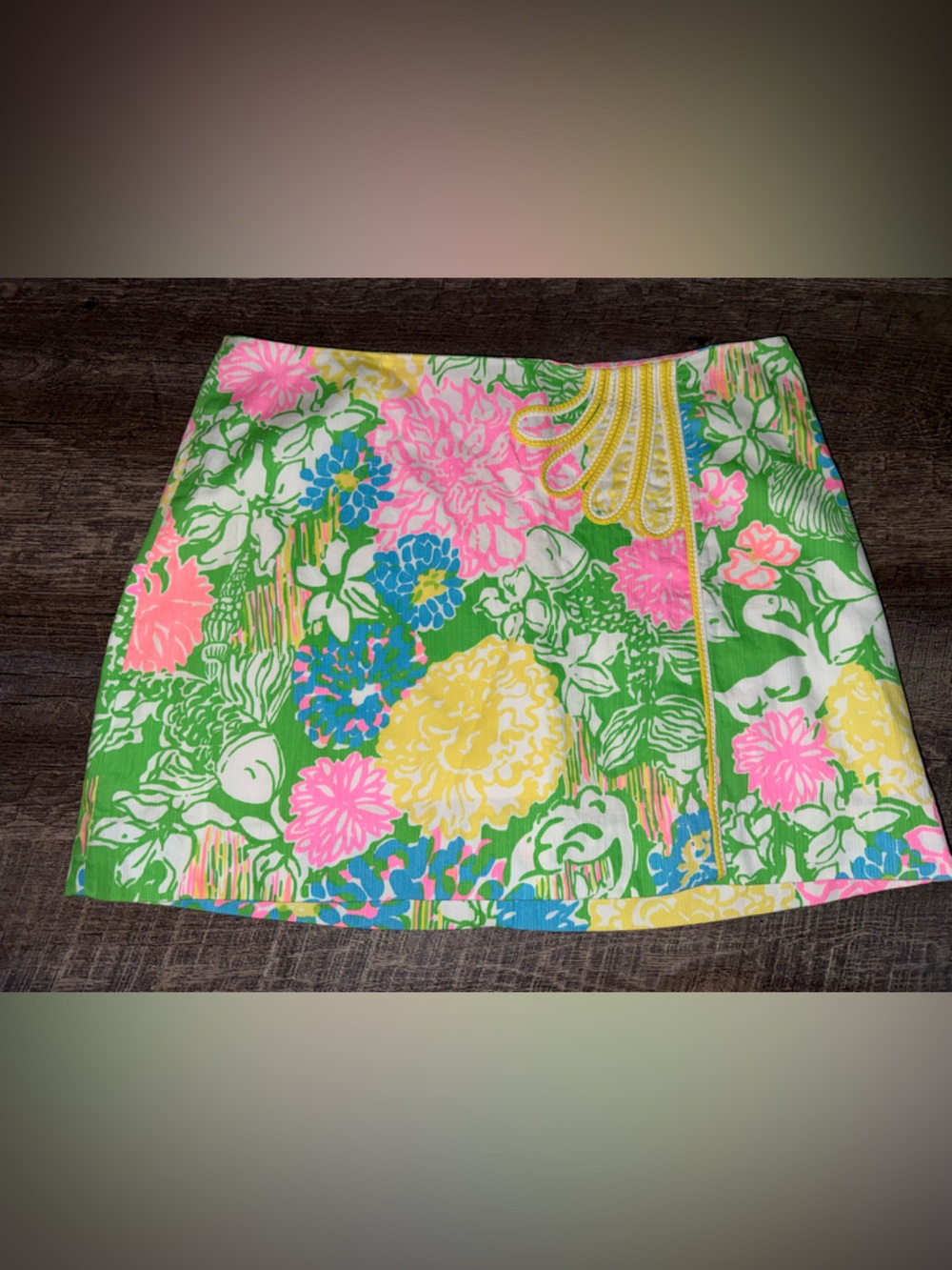 Lilly Pulitzer Green Floral Mini Skort with Pink, Yellow & Blue